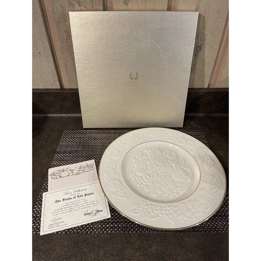 Lenox 13" "The Fruits of Life" Round Platter with Gold Trim